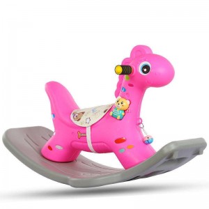 Unisex Kids Cow Rocking Horse Toy Colorful Animal Riding Unicorn Wheels are made of plastic wood plush material
