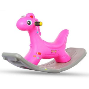 Unisex Kids Cow Rocking Horse Toy Colorful Animal Riding Unicorn Wheels are made of plastic wood plush material