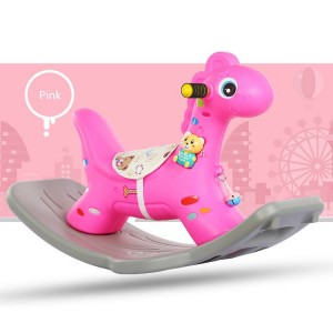 Unisex Kids Cow Rocking Horse Toy Colorful Animal Riding Unicorn Wheels are made of plastic wood plush material
