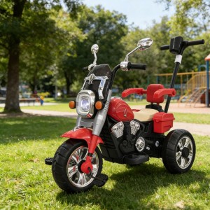 塑料电动摩托车儿童 5-7 岁男女通用推把三轮车滑行电动三轮车