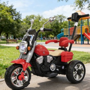 塑料电动摩托车儿童 5-7 岁男女通用推把三轮车滑行电动三轮车