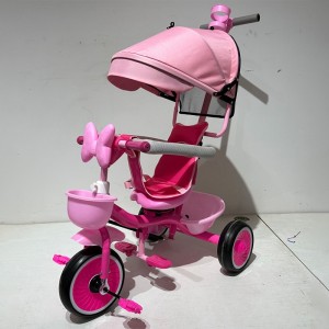 儿童带篷音乐三轮车滑板车儿童滑板车带篮子带推把遮阳棚三轮车