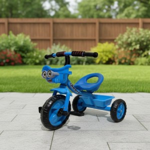 带篮儿童三轮车带踏板塑料材质卡通图案男女通用室内外使用三轮脚踏车