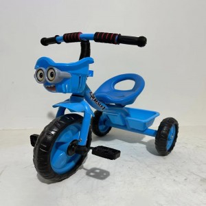 带篮儿童三轮车带踏板塑料材质卡通图案男女通用室内外使用三轮脚踏车