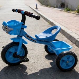 带篮儿童三轮车带踏板塑料材质卡通图案男女通用室内外使用三轮脚踏车