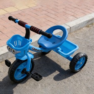 带篮儿童三轮车带踏板塑料材质卡通图案男女通用室内外使用三轮脚踏车