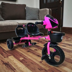 新款儿童双座三轮车婴儿车儿童三轮车宝宝可推可骑婴幼儿脚踏车