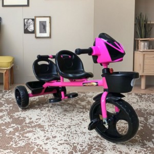 新款儿童双座三轮车婴儿车儿童三轮车宝宝可推可骑婴幼儿脚踏车