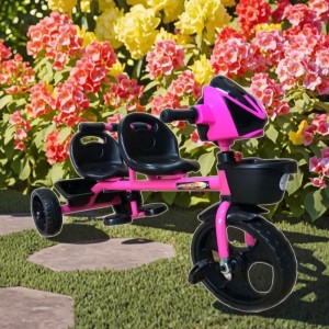 新款儿童双座三轮车婴儿车儿童三轮车宝宝可推可骑婴幼儿脚踏车