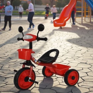 新款儿童三轮车婴儿 3 轮骑乘音乐适合 2 岁橡胶轮塑料三轮脚踏车