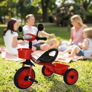 新款儿童三轮车婴儿 3 轮骑乘音乐适合 2 岁橡胶轮塑料三轮脚踏车