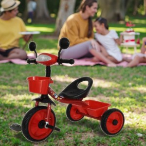 新款儿童三轮车婴儿 3 轮骑乘音乐适合 2 岁橡胶轮塑料三轮脚踏车