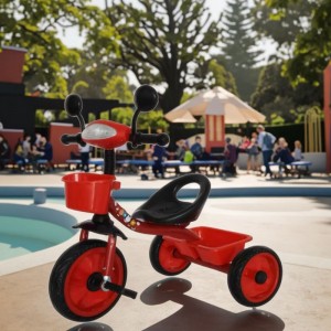 新款儿童三轮车婴儿 3 轮骑乘音乐适合 2 岁橡胶轮塑料三轮脚踏车