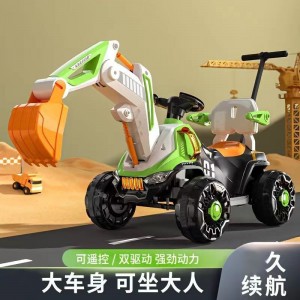 新款儿童电动挖掘机2-8岁男女孩四轮挖机钩机户外挖土玩具车
