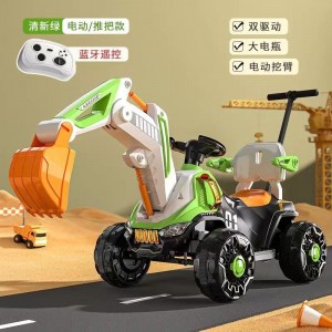 新款儿童电动挖掘机2-8岁男女孩四轮挖机钩机户外挖土玩具车