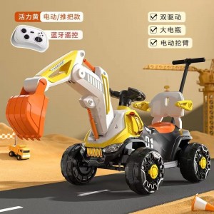 新款儿童电动挖掘机2-8岁男女孩四轮挖机钩机户外挖土玩具车