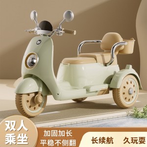 儿童电动摩托车双人亲子三轮车男女孩充电宝宝玩具车小孩可坐大人