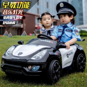 儿童电动车四轮四驱汽车宝宝警车童车男女小孩带遥控玩具车可坐人