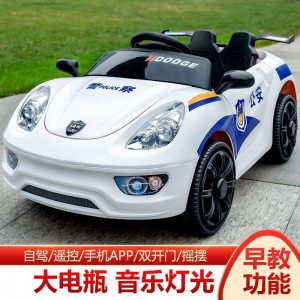 儿童电动车四轮四驱汽车宝宝警车童车男女小孩带遥控玩具车可坐人