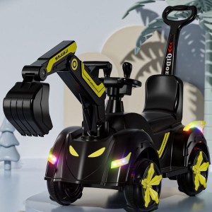 儿童挖掘机可坐可骑玩具工程车大号音乐滑行车挖土机电动工程车