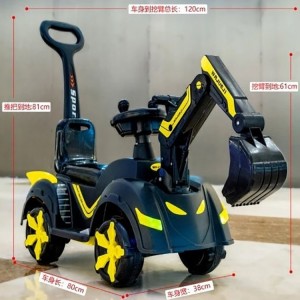 儿童挖掘机可坐可骑玩具工程车大号音乐滑行车挖土机电动工程车