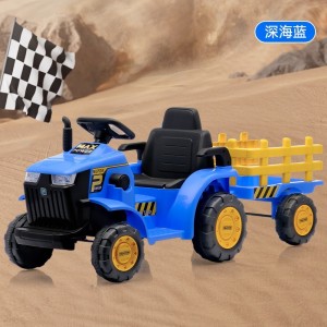 新款儿童遥控拖拉机可坐人带斗手扶电动小孩宝宝加大仿真玩具车