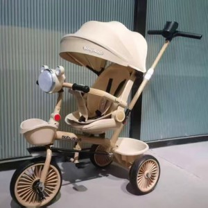 儿童三轮车多种功能折叠婴幼儿可坐可躺音乐手推车自行车