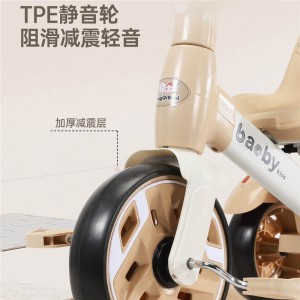 儿童三轮车宝宝脚踏车音乐灯光防侧翻轻便滑行平衡车卡通造型静音