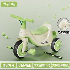 儿童三轮车平衡车宝宝学步车调节音乐灯光滑行车推把