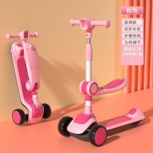 Children's scooter, 3 in 1, 2-12 year old scooter, can sit and fold, children's roller coaster, and glide for boys and girls