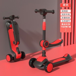 Children's scooter, 3 in 1, 2-12 year old scooter, can sit and fold, children's roller coaster, and glide for boys and girls
