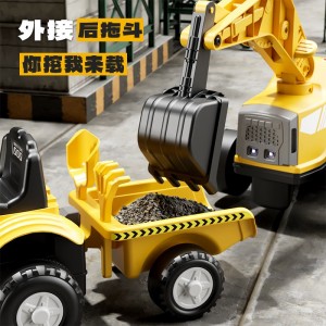 儿童挖掘机玩具车可坐人男孩遥控电动挖土机可坐大型号工程车勾机