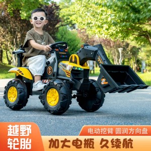 新款儿童挖掘机电动工程车可坐可骑男女宝宝挖土机充电玩具车