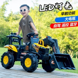新款儿童挖掘机电动工程车可坐可骑男女宝宝挖土机充电玩具车