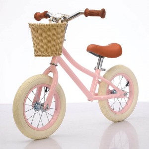 High-end 12 inch 2-4 year old children's balance scooter retro with basket, no pedals, scooter, scooter, girl