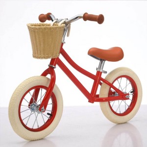 High-end 12 inch 2-4 year old children's balance scooter retro with basket, no pedals, scooter, scooter, girl