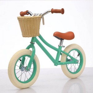 High-end 12 inch 2-4 year old children's balance scooter retro with basket, no pedals, scooter, scooter, girl