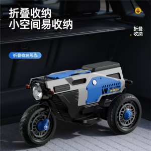 Children's electric motorcycle tricycle for boys and girls 3-9 years old, dual-drive battery, baby stroller, foldable, double