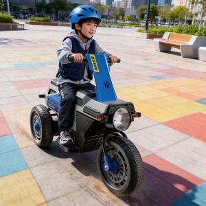 Children's electric motorcycle tricycle for boys and girls 3-9 years old, dual-drive battery, baby stroller, foldable, double