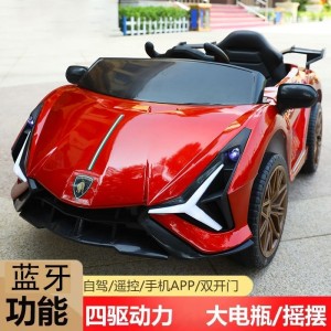 Children's electric car, can seat a baby, electric toy car, baby swing stroller, remote control, dual-drive, four-wheel electric vehicle