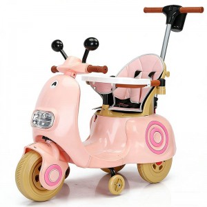 Unisex Kids 3 Wheel Electric Bike Popular Style Battery Powered Small Size Fits 2-7 Year Old Kids with Push Handle