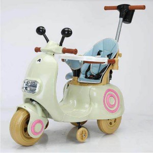 Unisex Kids 3 Wheel Electric Bike Popular Style Battery Powered Small Size Fits 2-7 Year Old Kids with Push Handle