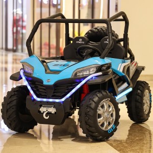 Children's electric car, four-wheel drive electric car with remote control, male and female toy cars, can sit on a two-person rechargeable off-road vehicle and swing