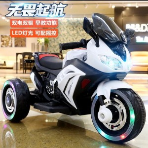 Children's electric motorcycles, riderable toy cars, batteries, lightweight three-wheeled dual-drive motorcycles, birthday gifts