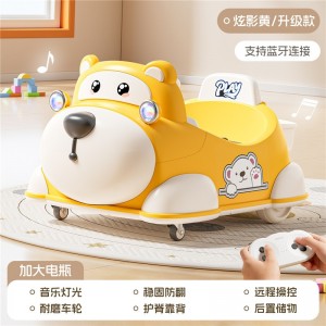 New children's electric car, four-wheel toy car, baby cartoon car, bluetooth remote control car, baby walking electric car