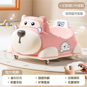 New children's electric car, four-wheel toy car, baby cartoon car, bluetooth remote control car, baby walking electric car
