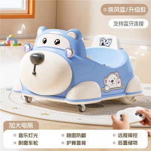 New children's electric car, four-wheel toy car, baby cartoon car, bluetooth remote control car, baby walking electric car
