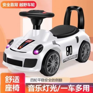 Children's scooter, 1-3-5 year old baby scooter, walker, four-wheel toy car, music, sit-down scooter