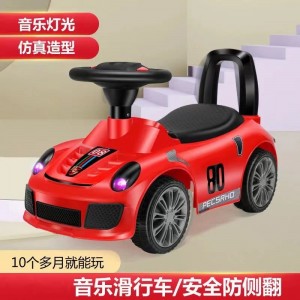 Children's scooter, 1-3-5 year old baby scooter, walker, four-wheel toy car, music, sit-down scooter