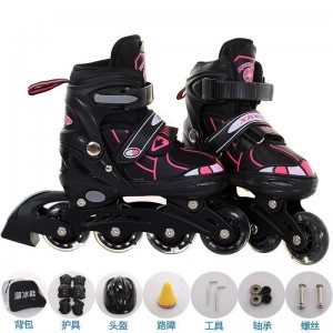 Adjustable ice skates for kids roller skates set for boys and girls, beginners can use the 8-wheel full flash stand to thicken